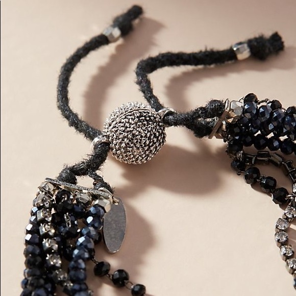 NWT ANTHRO Shine Bright Black Glass BeadS Bracelet - Picture 3 of 4